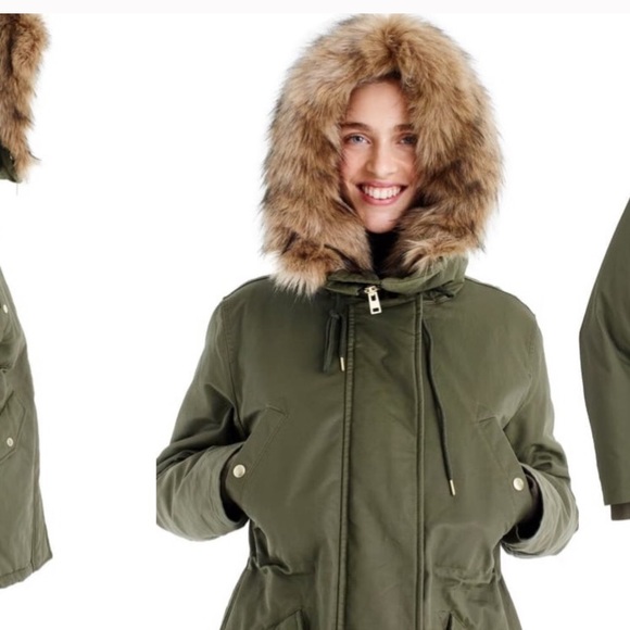 NEW J. Crew primaloft parka w/ faux fur trim XXSP - Picture 8 of 8